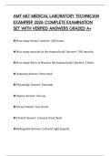AMT MLT MEDICAL LABORATORY TECHNICIAN EXAMPREP 2026 COMPLETE EXAMINATION SET WITH VERIFIED ANSWERS GRADED A&plus;