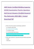 AWS Senior Certified Welding Inspector  &lpar;SCWI&rpar; Examination Practice Questions  And Correct Answers &lpar;Verified Answers&rpar;  Plus Rationales 2026 Q&A &vert; Instant  Download Pdf 