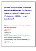 Backflow Repair Technician Certification  Exam &lpar;ASSE 5130&rpar; Practice Test Questions  And Correct Answers &lpar;Verified Answers&rpar;  Plus Rationales 2026 Q&A &vert; Instant  Download Pdf 