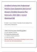 Certified Culinary Arts Professional  Practice Exam Questions And Correct  Answers &lpar;Verified Answers&rpar; Plus  Rationales 2026 Q&A &vert; Instant  Download Pdf