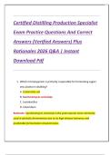 Certified Distilling Production Specialist  Exam Practice Questions And Correct  Answers &lpar;Verified Answers&rpar; Plus  Rationales 2026 Q&A &vert; Instant  Download Pdf