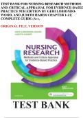 TEST BANK FOR NURSING RESEARCH: METHODS AND CRITICAL APPRAISAL FOR EVIDENCE-BASED PRACTICE (9TH EDITION) BY GERI LOBIONDO-WOOD & JUDITH HABER – COMPLETE TEST BANK FOR CHAPTERS 1–21 WITH ANSWERS