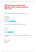 AWS Solutions Architect Exam Questions With Verified Answers &vert;&vert; 100&percnt; Pass