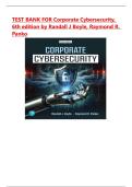 TEST BANK FOR Corporate Cybersecurity&comma; 6th edition by Randall J Boyle&comma; Raymond R&period; Panko ISBN&colon; 978-0135339299 COMPLETE GUIDE ALL CHAPTERS COVERED 100&percnt; VERIFIED A&plus; GRADE ASSURED&excl;&excl;&excl;&excl;&excl;NEW LATEST UPDATE&excl;&excl;&excl;&excl;&excl;