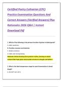 Certified Pastry Culinarian &lpar;CPC&rpar;  Practice Examination Questions And  Correct Answers &lpar;Verified Answers&rpar; Plus  Rationales 2026 Q&A &vert; Instant  Download Pdf 