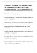 COMPLETE TEST BANK FOR MATERNITY AND WOMEN&rsquo;S HEALTH CARE 13TH EDITION LOWDERMILK 2026 STUDY GUIDE SOLVED A&plus;