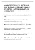 COMPLETE TEST BANK FOR GUYTON AND HALL TEXTBOOK OF MEDICAL PHYSIOLOGY 14TH EDITION CHAPTERS 1&ndash;86 QUESTIONS AND SOLUTIONS