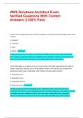AWS Solutions Architect Exam Verified Questions With Correct Answers &vert;&vert; 100&percnt; Pass &vert;&vert; Verified Exam &vert;&vert; Verified Study Guide Set 