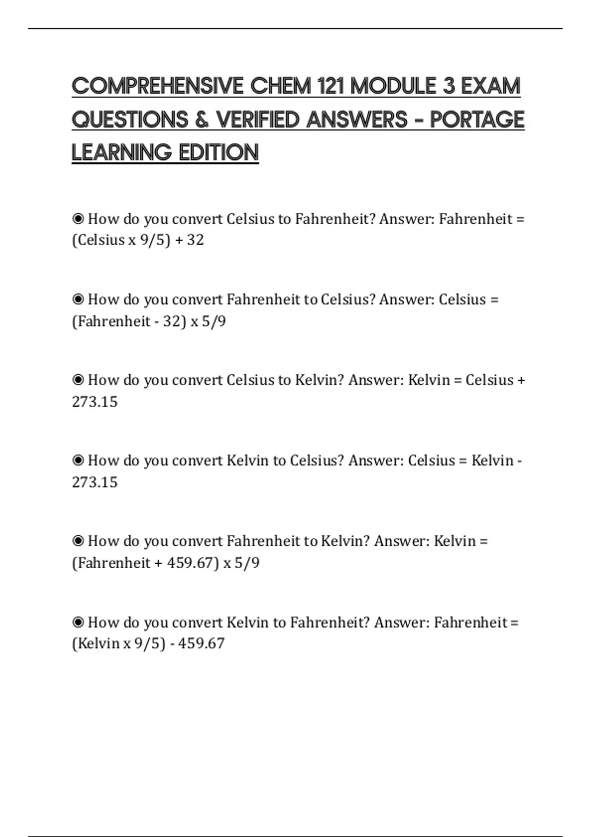 COMPREHENSIVE CHEM 121 MODULE 3 EXAM QUESTIONS & VERIFIED ANSWERS ...