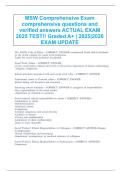 MSW Comprehensive Exam  comprehensive questions and  verified answers ACTUAL EXAM  2025 TEST&excl;&excl; Graded A&plus; &vert; 2025&vert;2026  EXAM UPDATE 