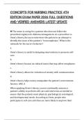 CONCEPTS FOR NURSING PRACTICE 4TH EDITION EXAM PAPER 2026 FULL QUESTIONS AND VERIFIED ANSWERS LATEST UPDATE