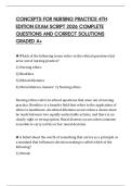 CONCEPTS FOR NURSING PRACTICE 4TH EDITION EXAM SCRIPT 2026 COMPLETE QUESTIONS AND CORRECT SOLUTIONS GRADED A&plus;