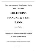 Solutions Manual and Test Bank for Classroom Assessment What Teachers Need to Know 9th Edition By James Popham &lpar;All Chapters 1-16&rpar;