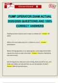 PUMP OPERATOR EXAM ACTUAL 2025&sol;2026 QUESTIONS AND 100&percnt; CORRECT ANSWERS