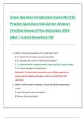 Crane Operator Certification Exam &lpar;NCCCO&rpar;  Practice Questions And Correct Answers  &lpar;Verified Answers&rpar; Plus Rationales 2026  Q&A &vert; Instant Download Pdf 