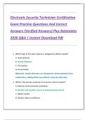Electronic Security Technician Certification  Exam Practice Questions And Correct  Answers &lpar;Verified Answers&rpar; Plus Rationales  2026 Q&A &vert; Instant Download Pdf 