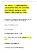 YVR D A TEST EXAM WITH CORRECT ACTUAL QUESTIONS AND CORRECTLY WELL DEFINED ANSWERS LATEST ALREADY GRADED A&plus; 2025 &ndash; 2026