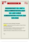 2025&sol;2026 RADT 153 - UNIT 4 - DRUG ADMINISTRATION&comma; RADT 153 - UNIT 4 DRUG ADMINISTRATION II ACTUAL Q&A 100&percnt; PASS
