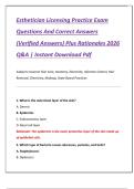 Esthetician Licensing Practice Exam  Questions And Correct Answers  &lpar;Verified Answers&rpar; Plus Rationales 2026  Q&A &vert; Instant Download Pdf 