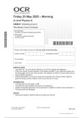 OCR A Level Physics A H556&sol;01 Modelling physics June 2025