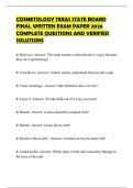 COSMETOLOGY TEXAS STATE BOARD FINAL WRITTEN EXAM PAPER 2026 COMPLETE QUESTIONS AND VERIFIED SOLUTIONS
