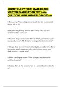 COSMETOLOGY TEXAS STATE BOARD WRITTEN EXAMINATION TEST 2026 QUESTIONS WITH ANSWERS GRADED A&plus;