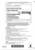 Pearson Edexcel Level 3 GCE Further Mathematics paper 2025&lpar;8FM0&sol;21&colon; Further Pure Mathematics 1 &lpar;Part of options A&comma; B&comma; C and D&rpar;&rpar;