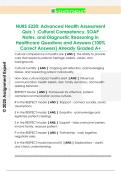 NURS 5220&colon; Advanced Health Assessment  Quiz 1 &colon;Cultural Competency&comma; SOAP  Notes&comma; and Diagnostic Reasoning in  Healthcare Questions and Answers &lpar;100&percnt;  Correct Answers&rpar; Already Graded A&plus;