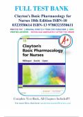 Test Bank for Clayton's Basic Pharmacology for Nurses 18th Edition by Michelle J&period; Willihnganz&comma; Samuel L&period; Gurevitz & Bruce D&period; Clayton ISBN 9780323550611 Chapter 1-48 &vert; Complete Guide A&plus;