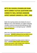 MTTC 051 SCHOOL COUNSELLOR EXAM WITH CORRECT ACTUAL QUESTIONS AND CORRECTLY WELL DEFINED ANSWERS LATEST ALREADY GRADED A&plus; 2025 - 2026