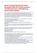 South Carolina Real Estate Exam Questions With All Correct Answers <Verified Answers> 2025 Marking Scheme New Update