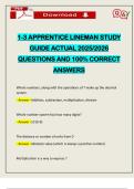1-3 APPRENTICE LINEMAN STUDY GUIDE ACTUAL 2025&sol;2026 QUESTIONS AND 100&percnt; CORRECT ANSWERS
