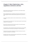 Chapter 5 Exam Questions and Answers&period; West Virginia laws&comma; rules&comma; regulations common to all lines