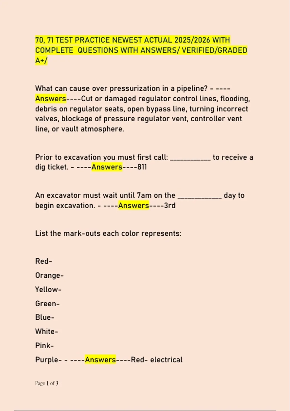 70, 71 TEST PRACTICE NEWEST ACTUAL 2025/2026 WITH COMPLETE QUESTIONS ...