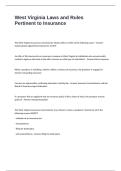 West Virginia Laws and Rules Pertinent to Insurance Exam Questions and Answers