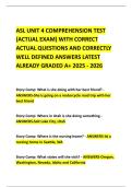 ASL UNIT 4 COMPREHENSION TEST &lpar;ACTUAL EXAM&rpar; WITH CORRECT ACTUAL QUESTIONS AND CORRECTLY WELL DEFINED ANSWERS LATEST ALREADY GRADED A&plus; 2025 - 2026