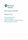 2025 Pearson Edexcel A Level Japanese Mark Scheme Paper 2 &lpar;9JA0&sol;02&colon; Translation into Japanese and written response to works&rpar;