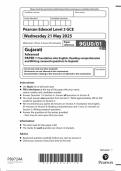 2025 Pearson Edexcel A Level Gujarati Paper 1 &lpar;9GU0&sol;01&rpar;