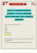 INTRO TO APPRENTICESHIP LESSON 1 ACTUAL 2025&sol;2026 QUESTIONS AND 100&percnt; CORRECT ANSWERS