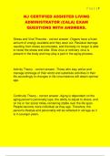 NJ CERTIFIED ASSISTED LIVING  ADMINISTRATOR &lpar;CALA&rpar; EXAM  QUESTIONS WITH ANSWERS&period; NJ CERTIFIED ASSISTED LIVING  ADMINISTRATOR &lpar;CALA&rpar; EXAM  QUESTIONS WITH ANSWERS&period; 