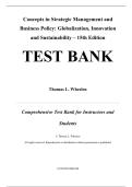 Test Bank for Concepts in Strategic Management and Business Policy Globalization&comma; Innovation and Sustainability&comma; 15th Edition Thomas L Wheelen&comma; Chapters 1-13 