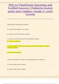 NSG 317 Final Exam| Questions and  Verified Answers | Pediatrics (Latest  2026/ 2027 Update) | Grade A | 100%  Correct 