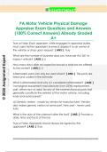 PA Motor Vehicle Physical Damage  Appraiser Exam Questions and Answers  &lpar;100&percnt; Correct Answers&rpar; Already Graded  A&plus;