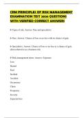 CRM PRINCIPLES OF RISK MANAGEMENT EXAMINATION TEST 2026 QUESTIONS WITH VERIFIED CORRECT ANSWERS