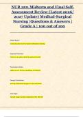 NUR 1211 Midterm and Final Self Assessment Review &lpar;Latest 2026&sol;  2027 Update&rpar; Medical-Surgical  Nursing &vert;Questions & Answers &vert;  Grade A &vert; 100 out of 100 