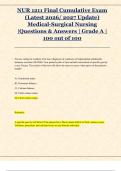 NUR 1211 Final Cumulative Exam  &lpar;Latest 2026&sol; 2027 Update&rpar;  Medical-Surgical Nursing  &vert;Questions & Answers &vert; Grade A &vert;  100 out of 100