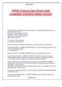 HFHS Critical Care Exam with complete solutions latest version&period;