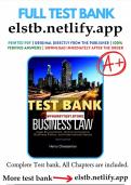 Test Bank for Business Law&colon; Legal Environment&comma; Online Commerce&comma; Business Ethics&comma; and International Issues&comma; 9th Edition by Henry Cheeseman