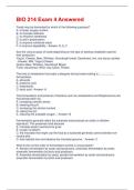BIO 214 Exam 4 Answered