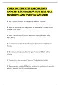 CWEA WASTEWATER LABORATORY ANALYST EXAMINATION TEST 2026 FULL QUESTIONS AND VERIFIED ANSWERS